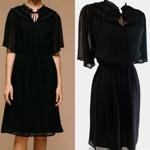 🎁 Boutique Black Dotted Swiss Midi Dress - New 🎁